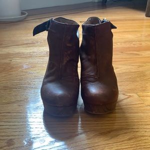 Brown Leather Free People Clog Booties